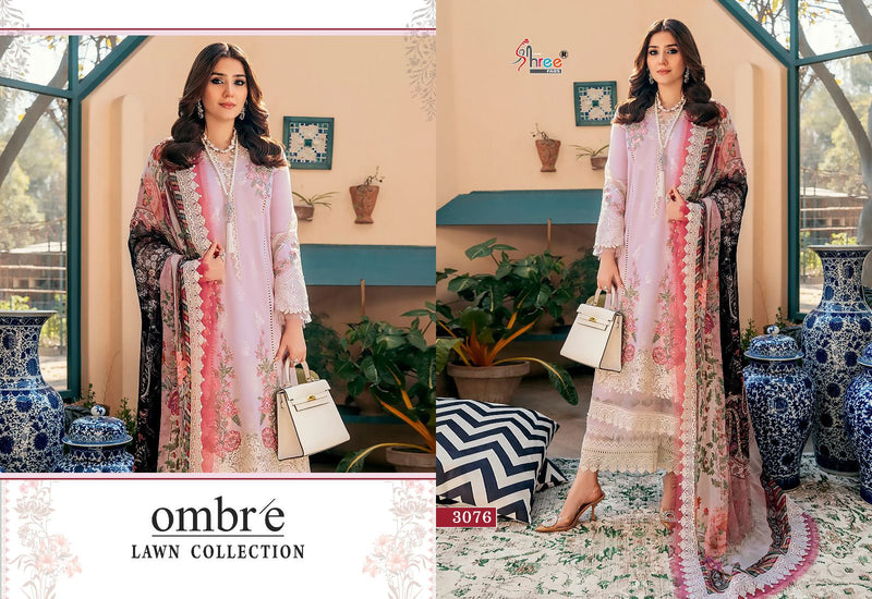 Shree Fabs Ombre Lawn Collection Embroidery Designer Pure Lawn Cotton Suits