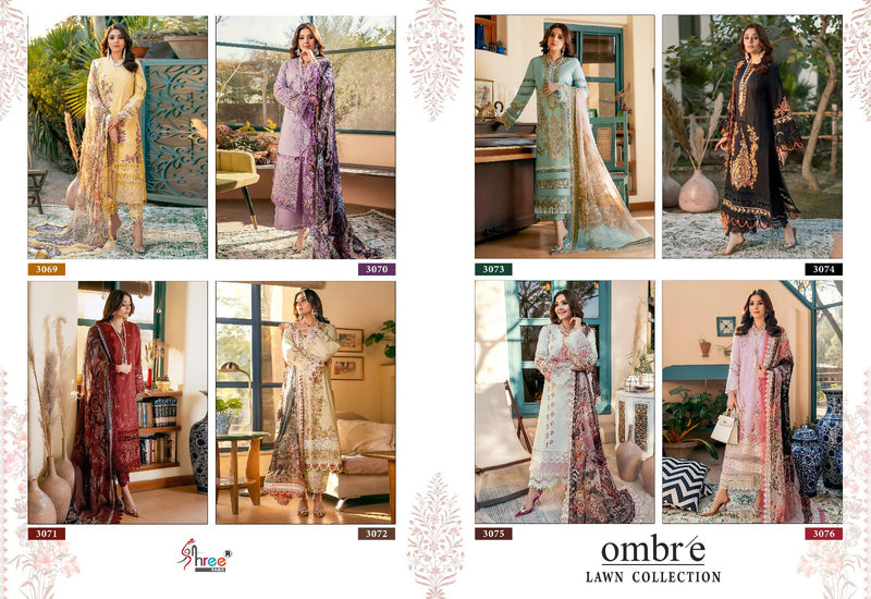 Shree Fabs Ombre Lawn Collection Embroidery Designer Pure Lawn Cotton Suits