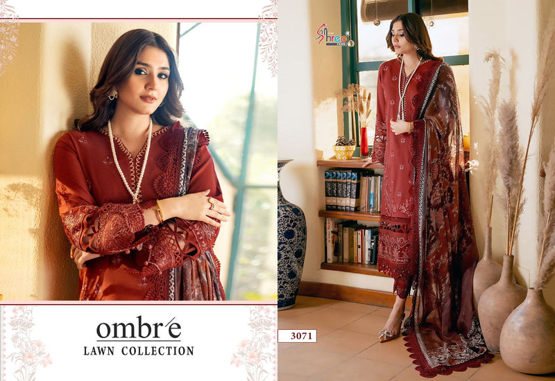 Shree Fabs Ombre Lawn Collection Embroidery Designer Pure Lawn Cotton Suits