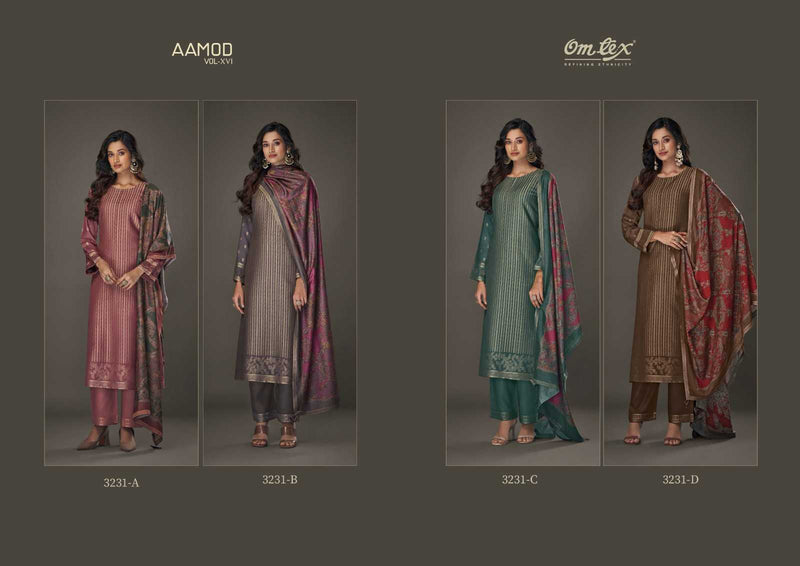 Omtex Aamod Vol 16 Pashmina Jacquard With Hand Work Weaving Digital Printed Salwar Kameez