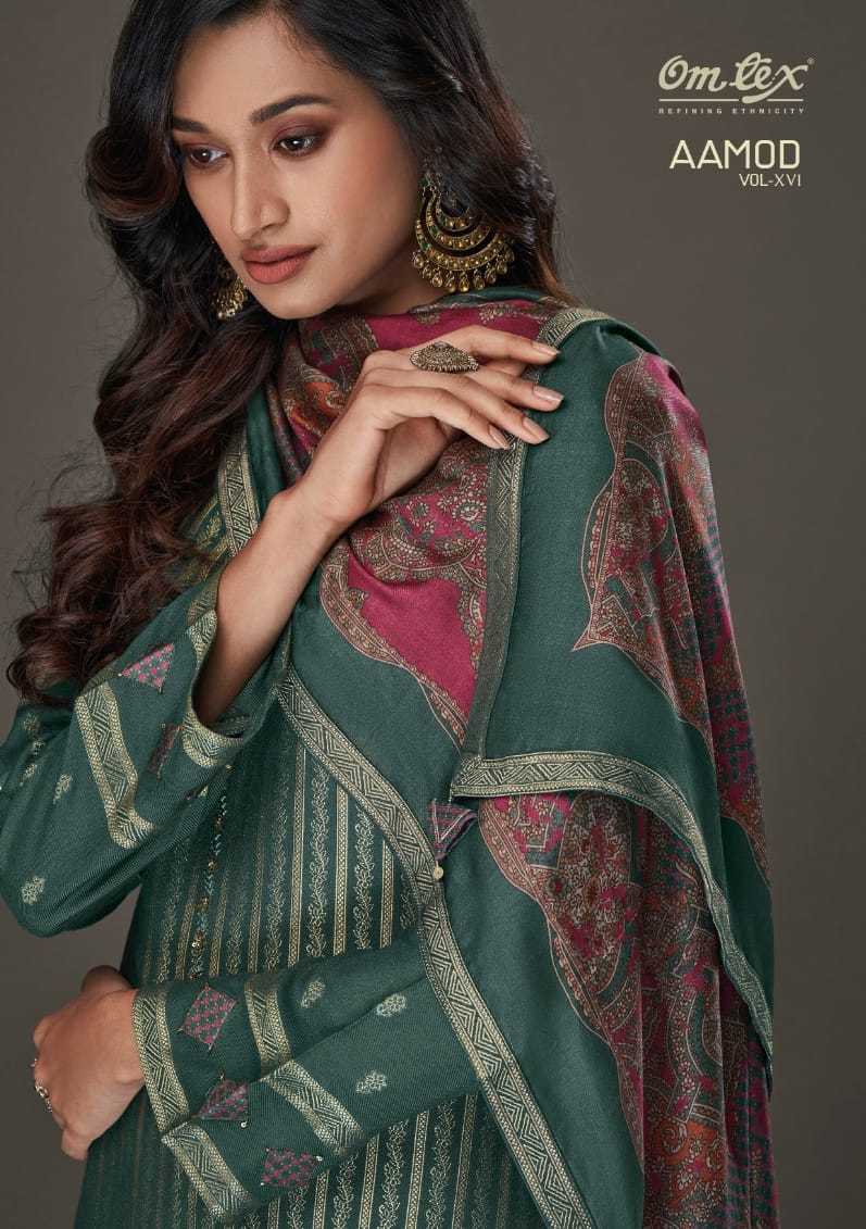 Omtex Aamod Vol 16 Pashmina Jacquard With Hand Work Weaving Digital Printed Salwar Kameez