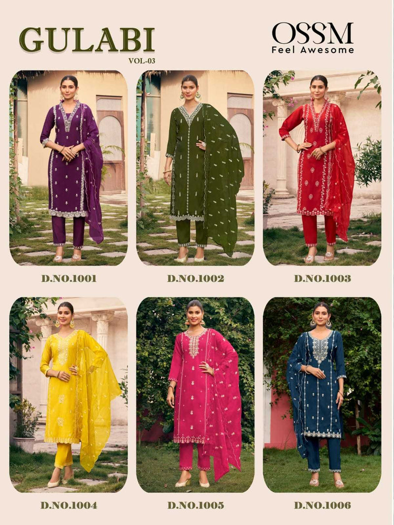 Ossm Gulabi Vol 3 Viscose Roman Silk Embroidered Work Kurti