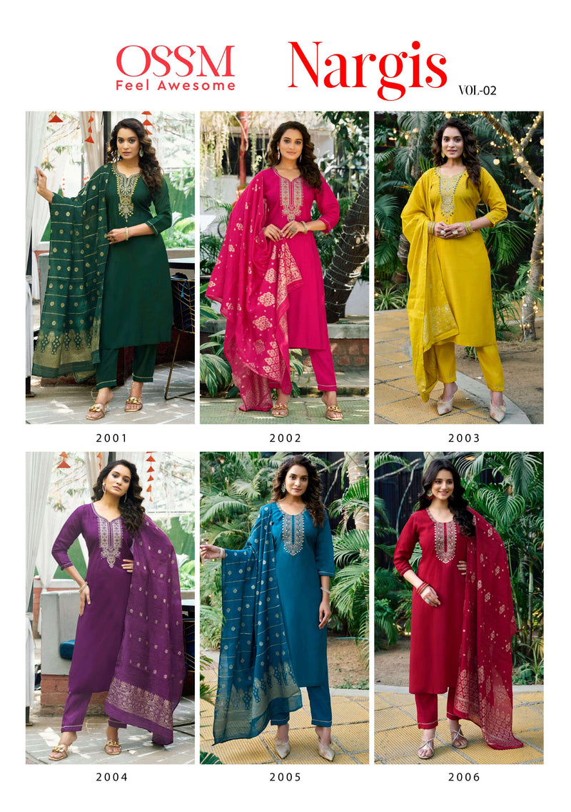 Ossm Nargis Vol 2 Viscose Premium Fancy Work Kurti Collection