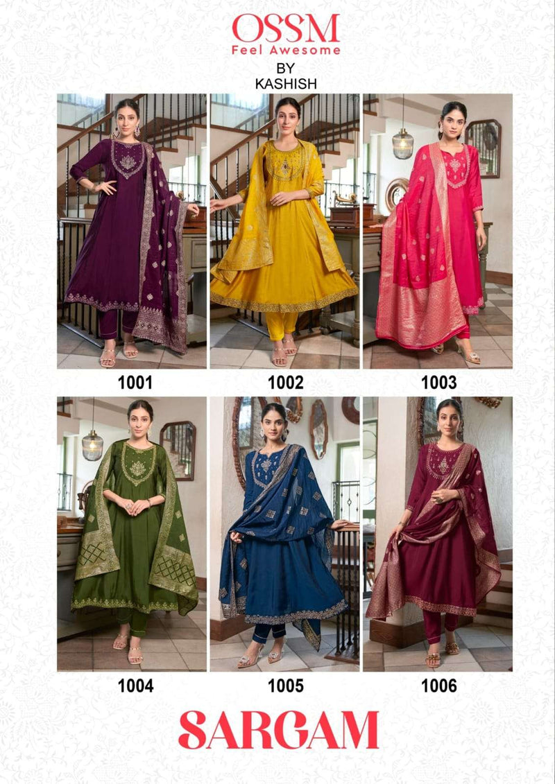 Ossm Sargam Viscose Silk Fancy Anarkali Style Kurti With Dupatta