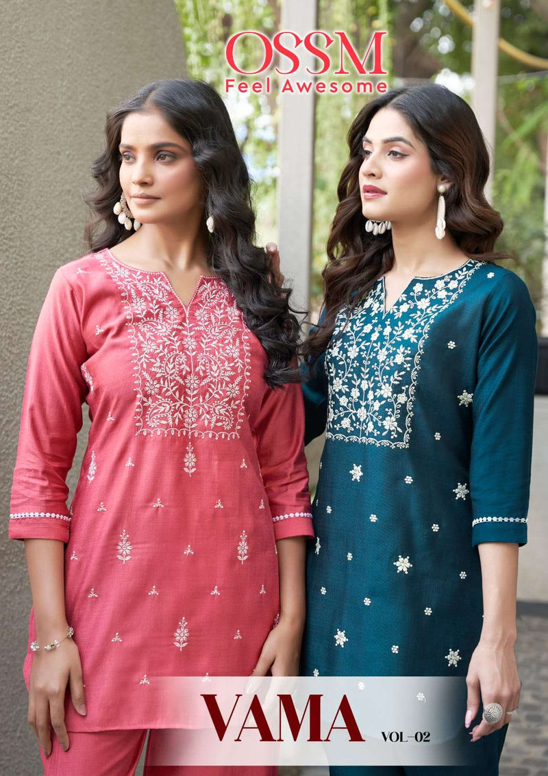 Ossm Vama Vol 2 Viscose Silk Embroidery Work Fancy Kurti