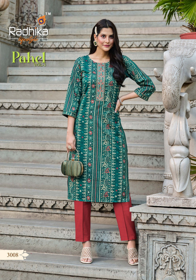 Radhika Lifestyle Pahel Vol 3 Rayon Printed Work Fancy Daily Wear  Kurti