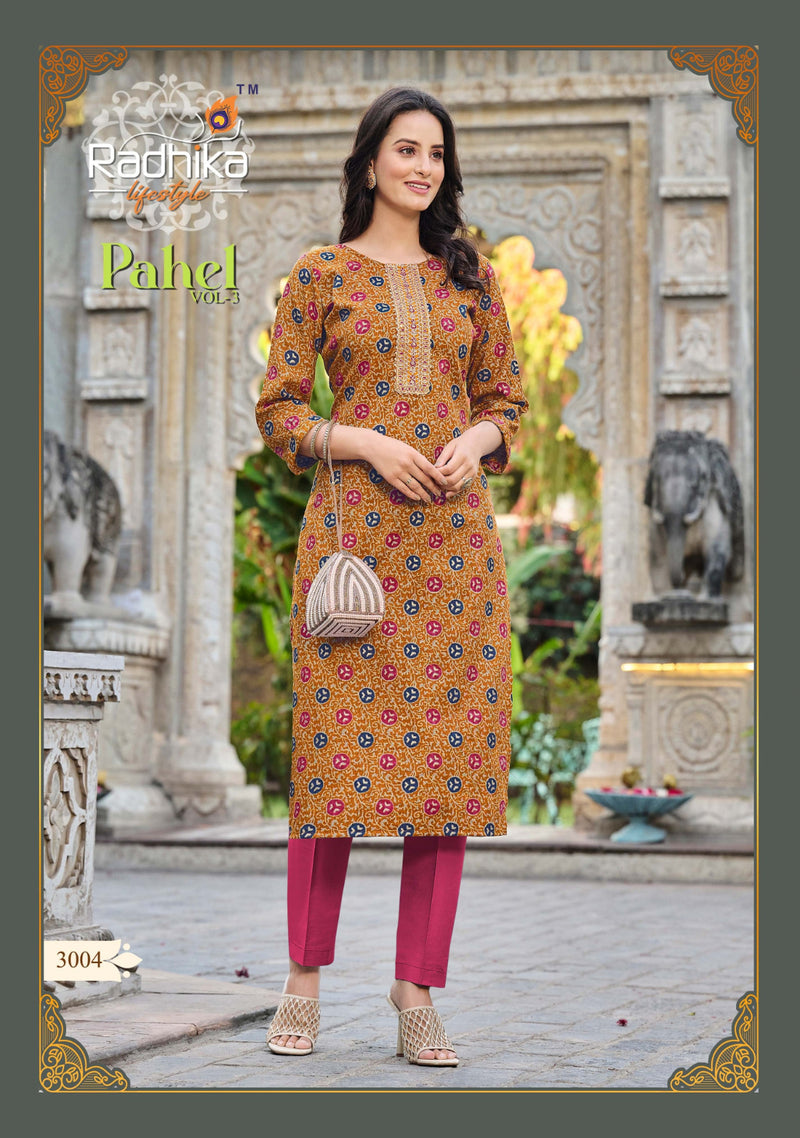 Radhika Lifestyle Pahel Vol 3 Rayon Printed Work Fancy Daily Wear  Kurti