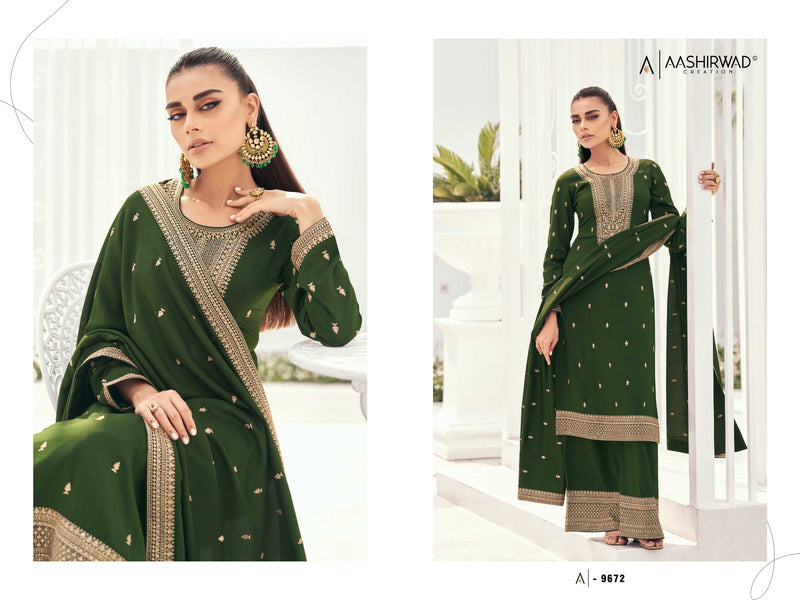 Aashirwad Creation Preet Silk With Exclusive Embroidery Salwar Suits