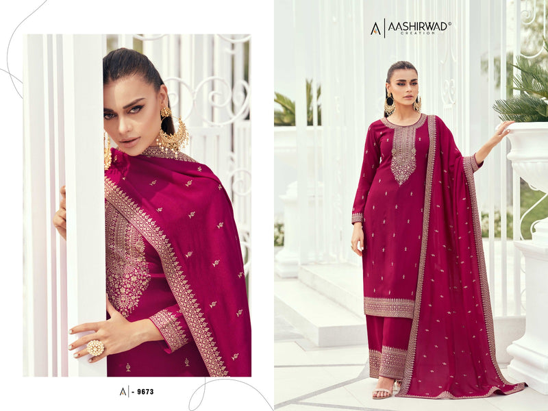 Aashirwad Creation Preet Silk With Exclusive Embroidery Salwar Suits