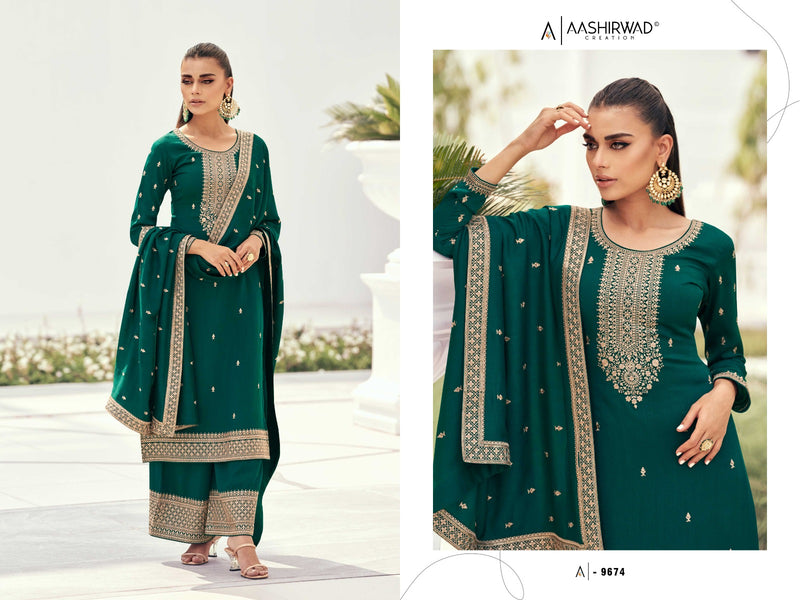 Aashirwad Creation Preet Silk With Exclusive Embroidery Salwar Suits