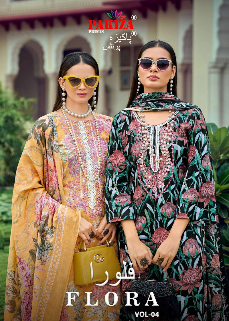 Pakiza Prints Flora Vol 4 Lawn Cotton Printed Kashmiri Work Salwar Kameez