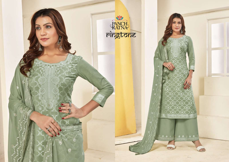 Panch Ratna Ringtone Muslin Silk Lakhnavi Weaving Jaquard Fancy Designer Salwar Suit