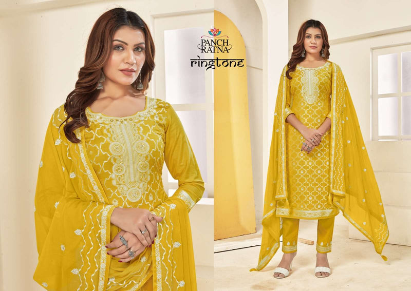 Panch Ratna Ringtone Muslin Silk Lakhnavi Weaving Jaquard Fancy Designer Salwar Suit