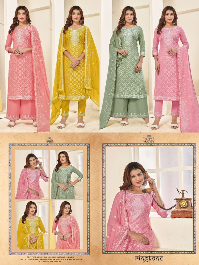 Panch Ratna Ringtone Muslin Silk Lakhnavi Weaving Jaquard Fancy Designer Salwar Suit