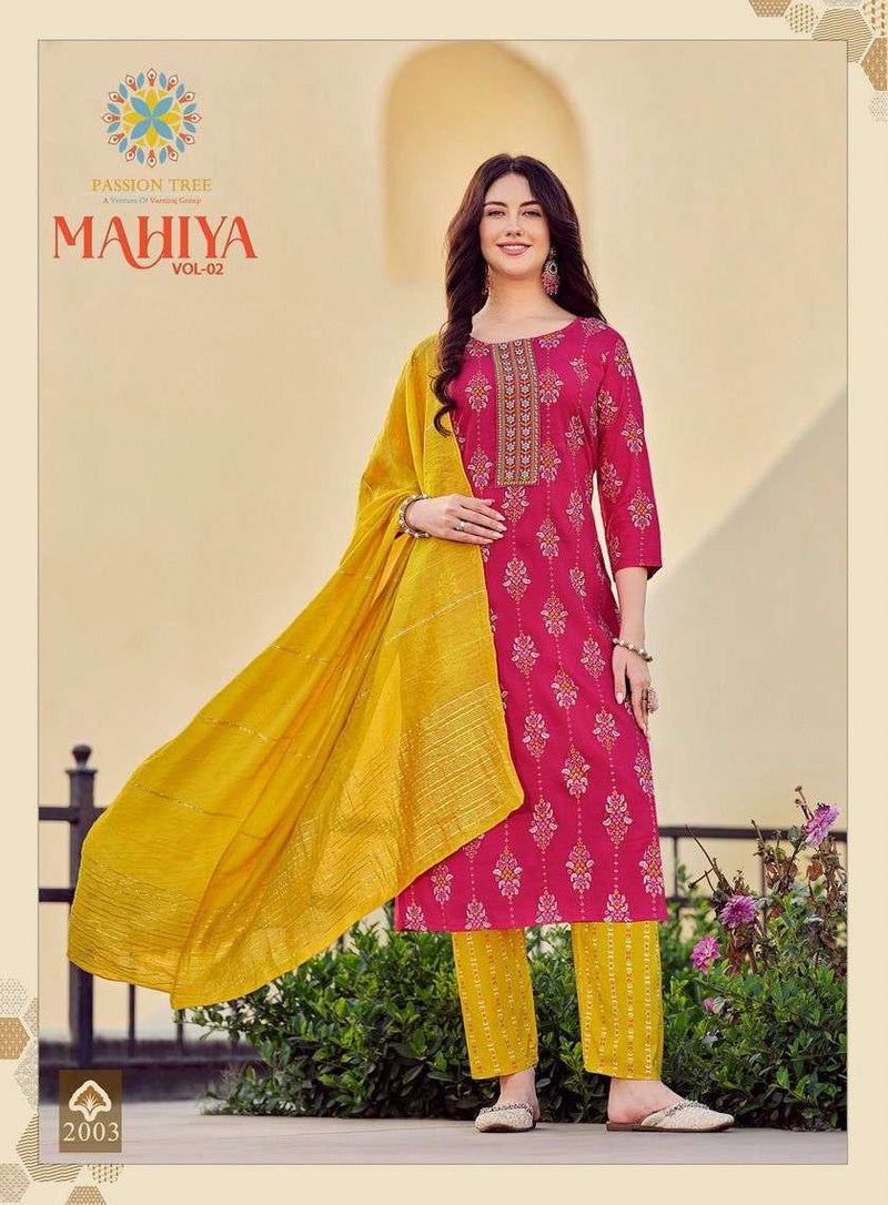 Passion Tree Mahiya Vol 2 Rayon With Classy Gold Print Fancy Embroidery Work Kurti