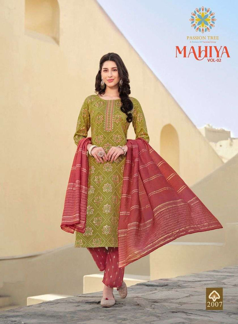 Passion Tree Mahiya Vol 2 Rayon With Classy Gold Print Fancy Embroidery Work Kurti