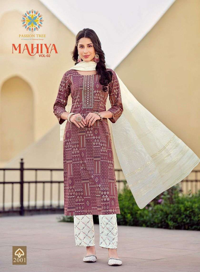 Passion Tree Mahiya Vol 2 Rayon With Classy Gold Print Fancy Embroidery Work Kurti