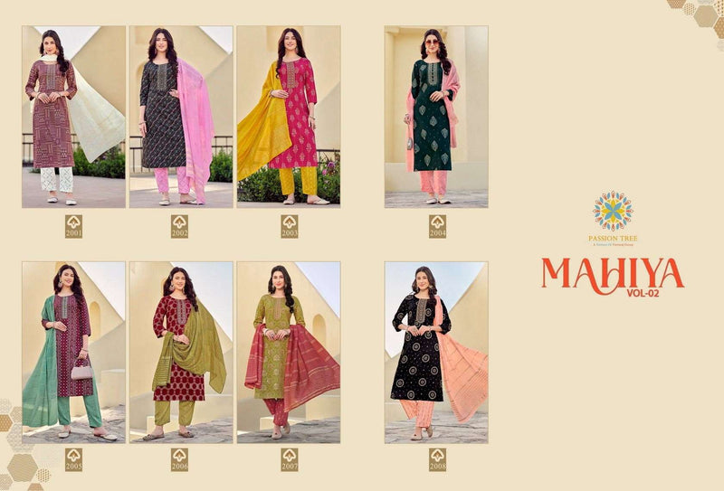 Passion Tree Mahiya Vol 2 Rayon With Classy Gold Print Fancy Embroidery Work Kurti