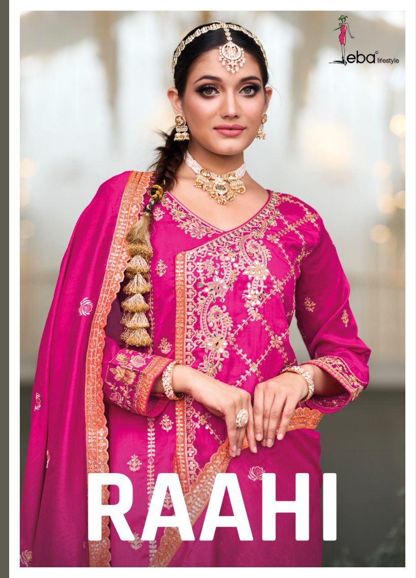 Eba Lifestyle Raahi Silk Heavy Embroidery Work Readymade Plazzo Suit Collection