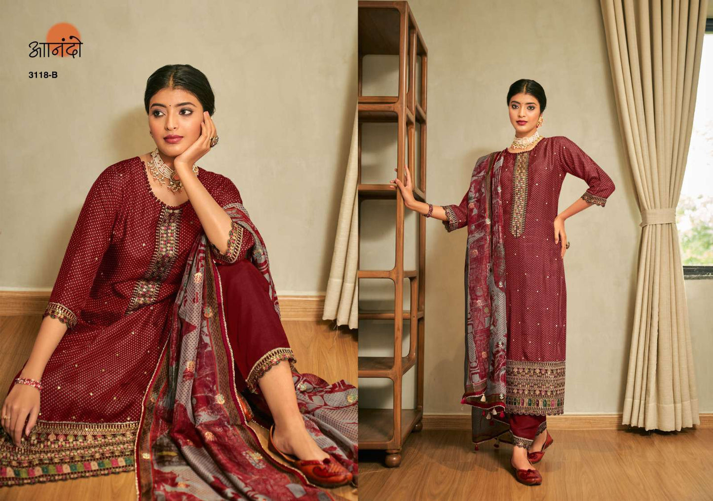 Jay Vijay Rahifa Silk Digital Print With Embroidery Work Designer Suit Collection