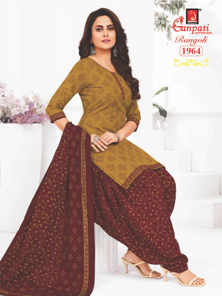 Ganpati Rangoli Vol 19 Cotton Printed Regulae Wear Patiyala Suit Collection