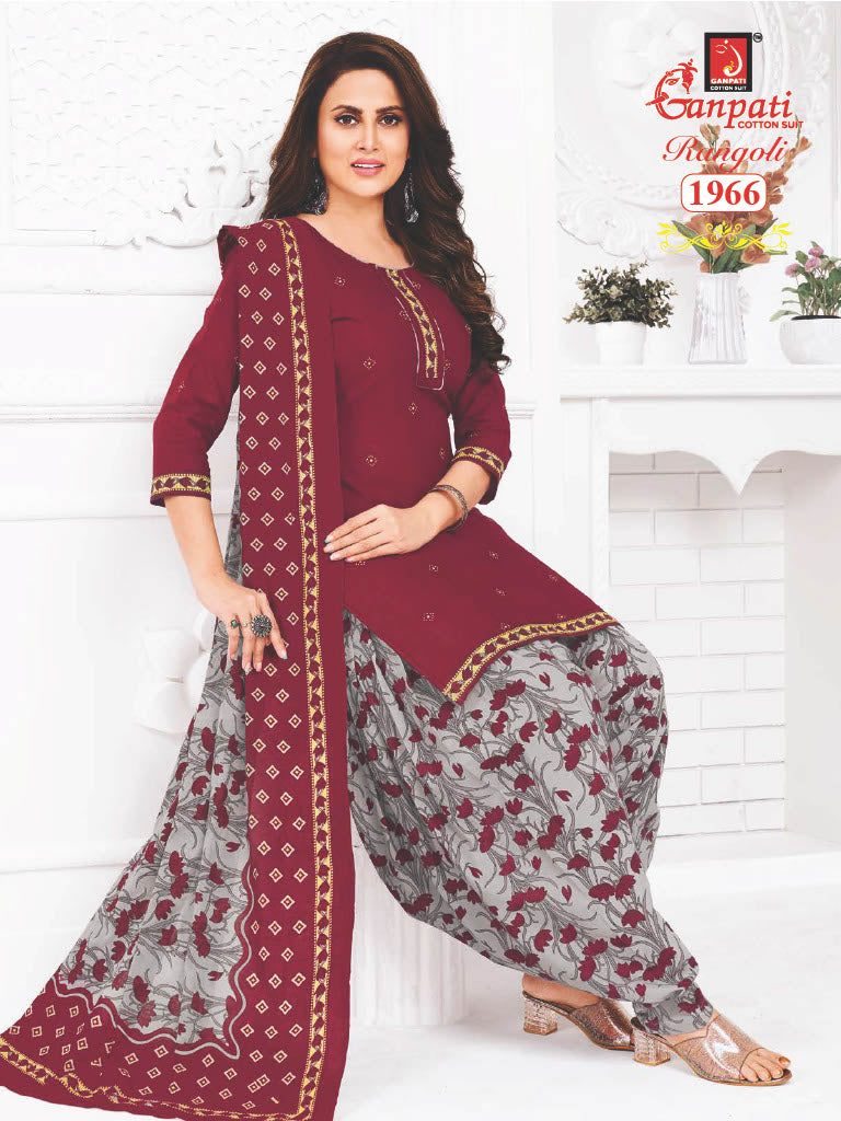 Ganpati Rangoli Vol 19 Cotton Printed Regulae Wear Patiyala Suit Collection