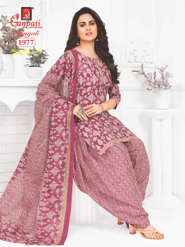 Ganpati Rangoli Vol 19 Cotton Printed Regulae Wear Patiyala Suit Collection