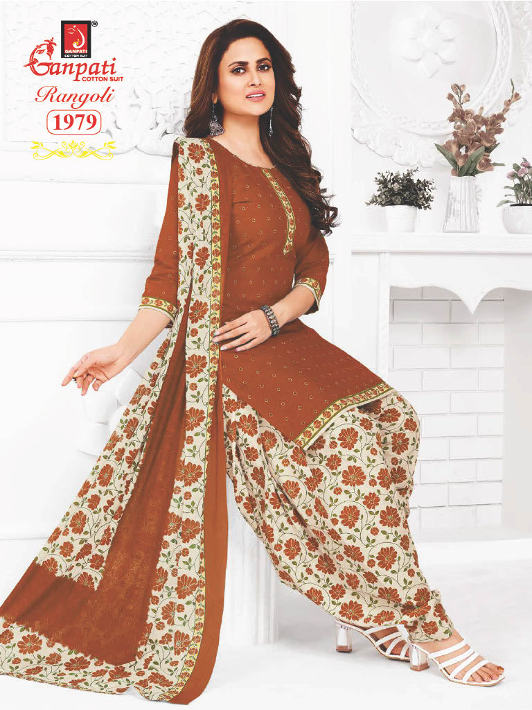 Ganpati Rangoli Vol 19 Cotton Printed Regulae Wear Patiyala Suit Collection