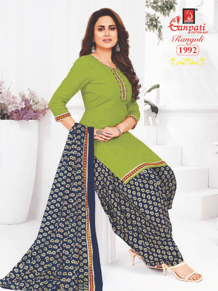 Ganpati Rangoli Vol 19 Cotton Printed Regulae Wear Patiyala Suit Collection