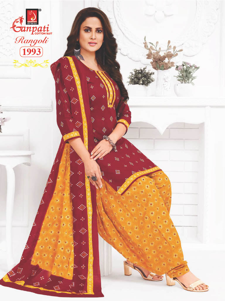 Ganpati Rangoli Vol 19 Cotton Printed Regulae Wear Patiyala Suit Collection