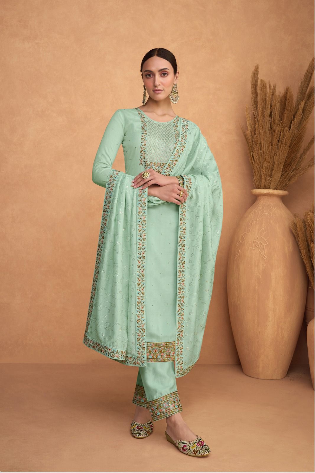 Aashirwad Creation Resham Silk Heavy Embroidery Work Fancy Partywear Salwar Kameez