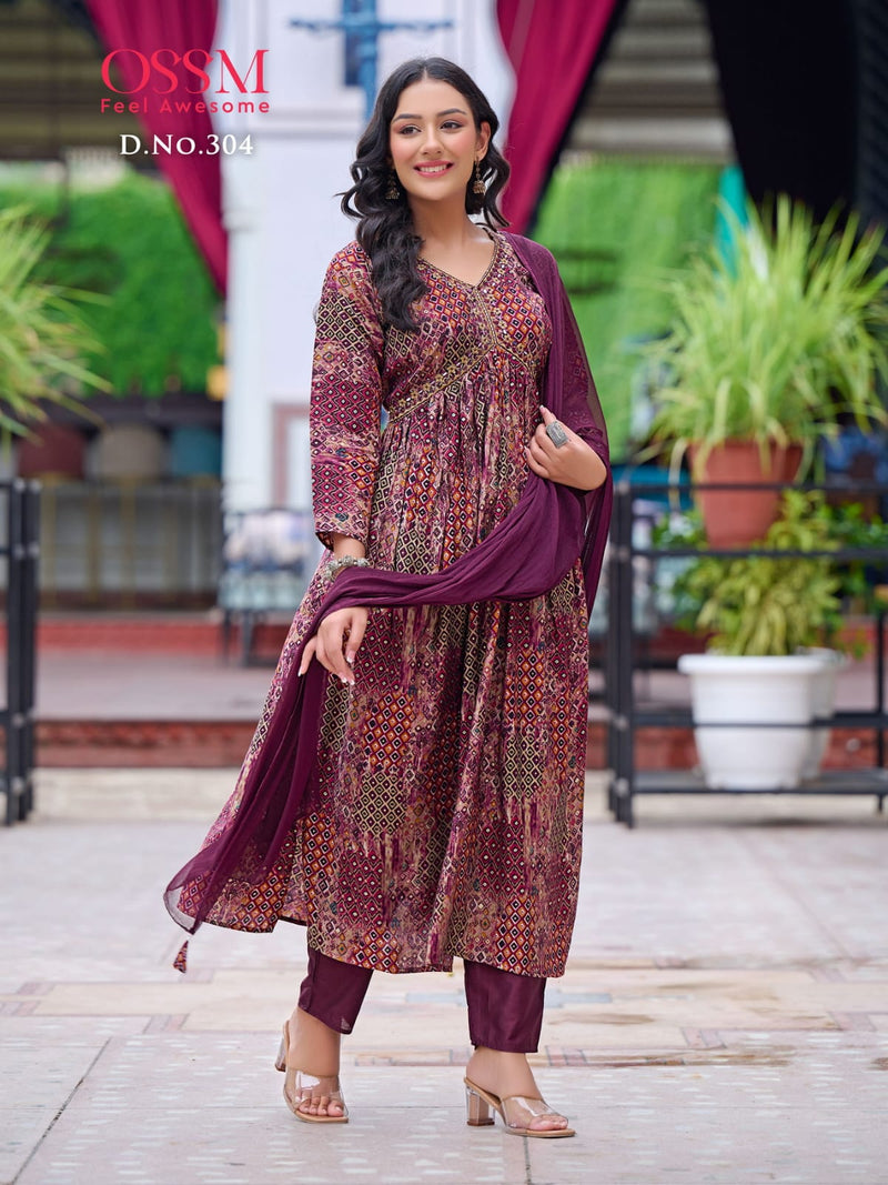 Ossm Resham Vol 3 Chanderi Silk Foil Print With Fancy Designer Alia Style Kurti