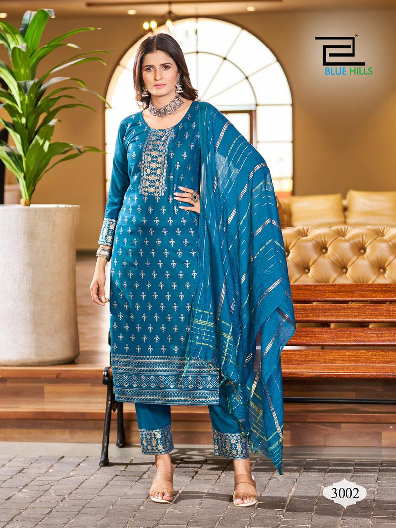 Blue Hills Royal Touch Vol 3 Rayon Foil Printed Fancy Designer Partywear Kurti