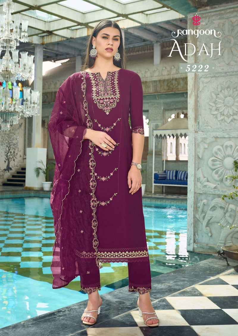 Rangoon Adah Viscose With Embroidery Work Pakistani Style With Hand Work Designer Combo Set Of Kurti