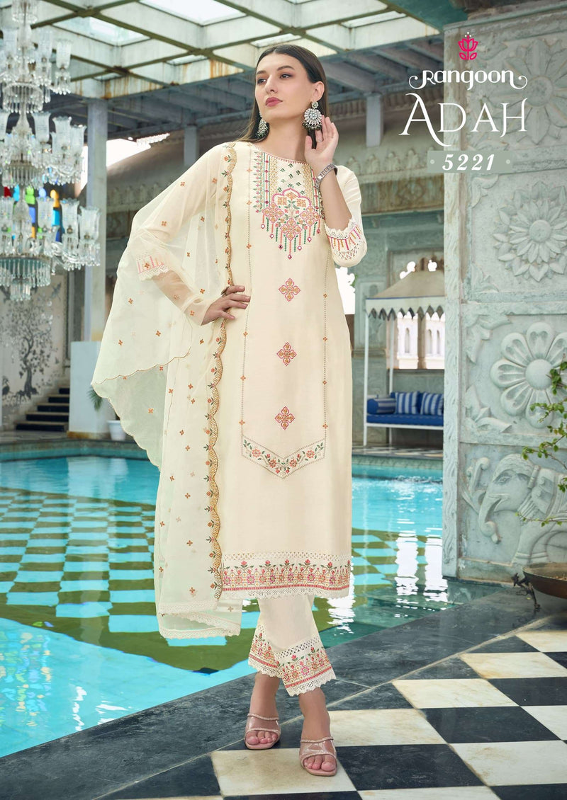 Rangoon Adah Viscose With Embroidery Work Pakistani Style With Hand Work Designer Combo Set Of Kurti