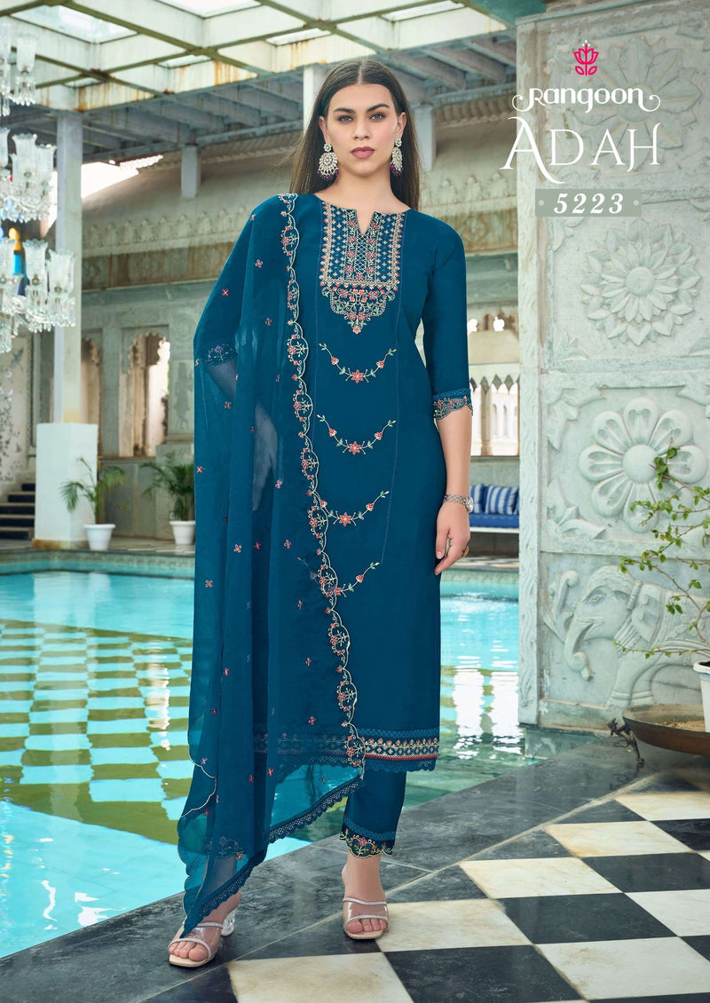 Rangoon Adah Viscose With Embroidery Work Pakistani Style With Hand Work Designer Combo Set Of Kurti