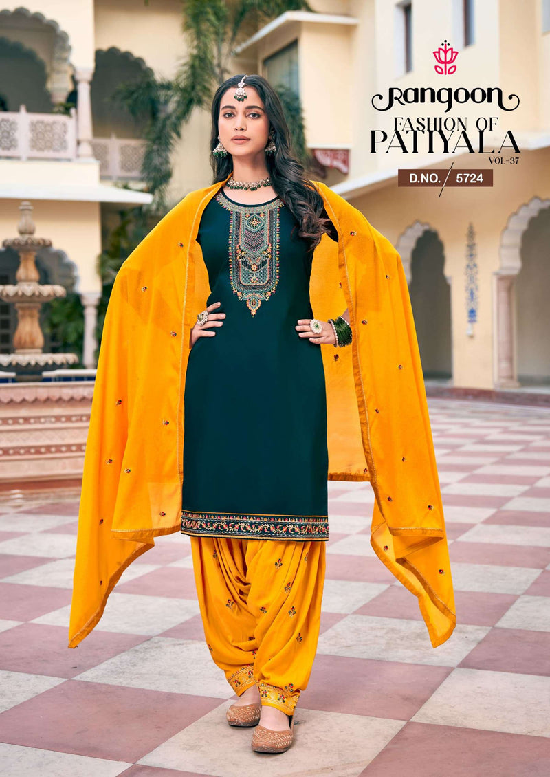 Rangoon Fashion Of Patiyala Vol 37 Jam Silk Embroidered Work Kurti