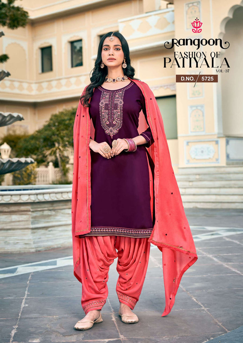 Rangoon Fashion Of Patiyala Vol 37 Jam Silk Embroidered Work Kurti