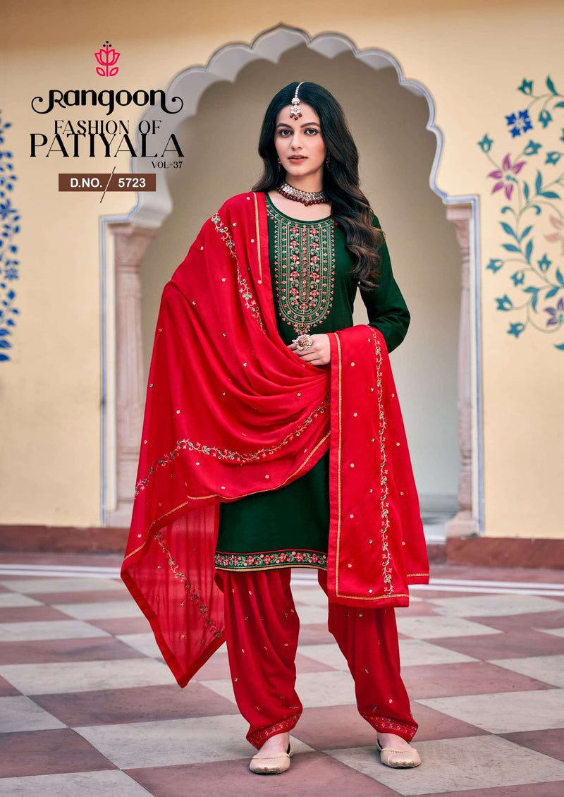 Rangoon Fashion Of Patiyala Vol 37 Jam Silk Embroidered Work Kurti