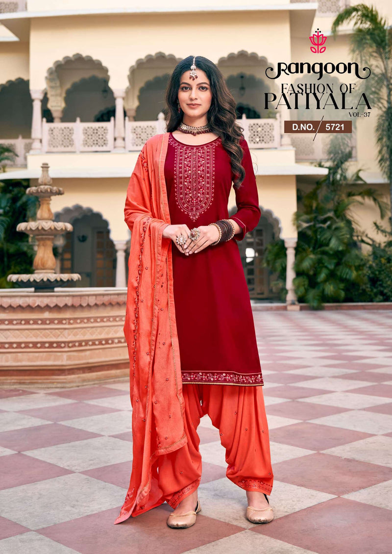 Rangoon Fashion Of Patiyala Vol 37 Jam Silk Embroidered Work Kurti