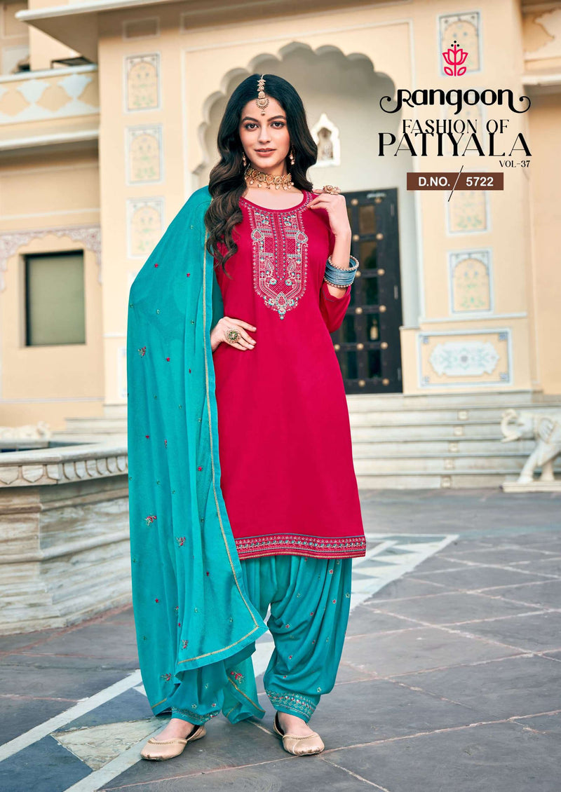 Rangoon Fashion Of Patiyala Vol 37 Jam Silk Embroidered Work Kurti