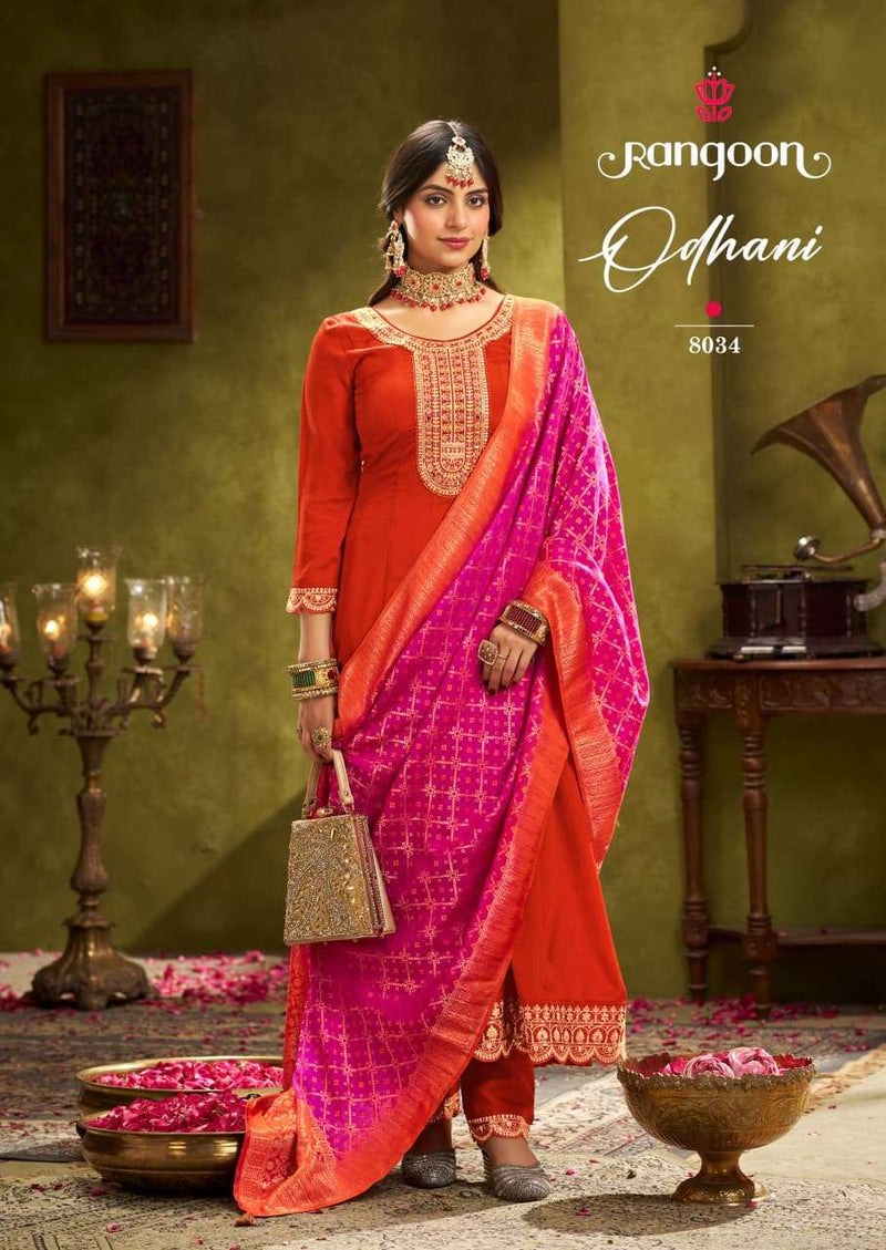 Rangoon Odhani Chinon Silk Fancy Khatli Work Designer Kurti