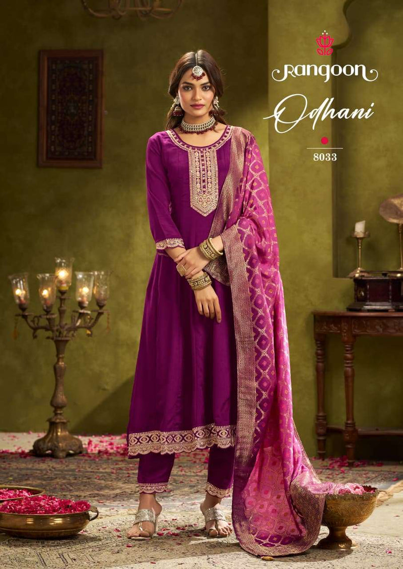 Rangoon Odhani Chinon Silk Fancy Khatli Work Designer Kurti