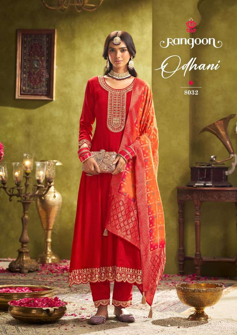 Rangoon Odhani Chinon Silk Fancy Khatli Work Designer Kurti