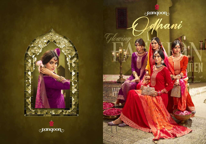 Rangoon Odhani Chinon Silk Fancy Khatli Work Designer Kurti