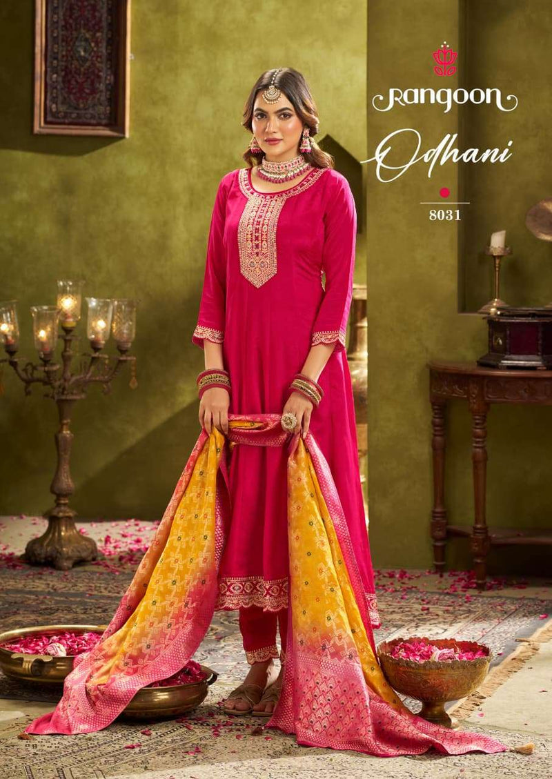 Rangoon Odhani Chinon Silk Fancy Khatli Work Designer Kurti