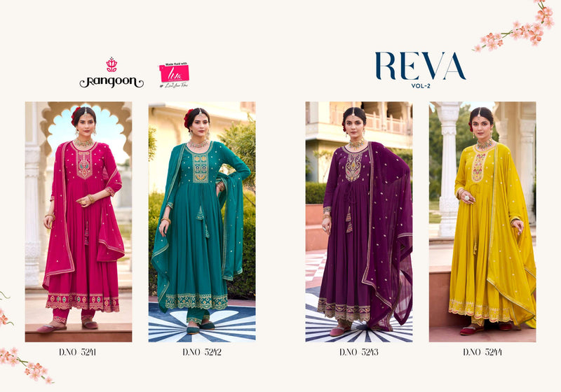 Rangoon Reva Vol 3 Rayon With Heavy Embroidery Work Anarkali Style Combo Set Kurti