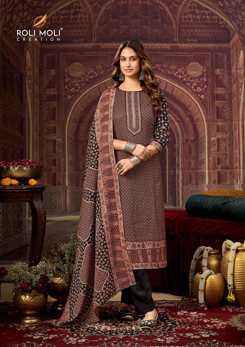 Roli Moli Creation Dilshad Pashmina Winter Suit Set – Twill Shawl Dupatta & Heavy Spun Bottom
