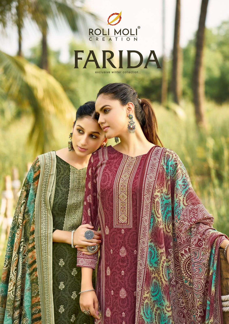 Roli Moli Farida Pashmina Winter Collection – Premium Suits with Twill Shawl Dupatta & Diamond Work