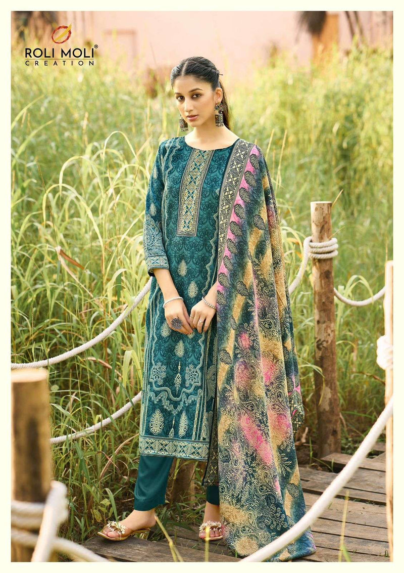 Roli Moli Farida Pashmina Winter Collection – Premium Suits with Twill Shawl Dupatta & Diamond Work